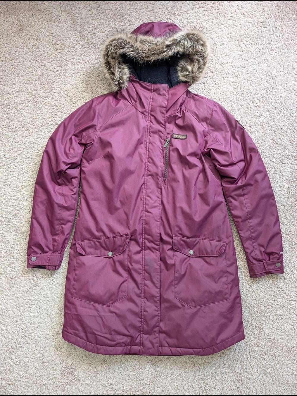 Columbia Womens Plum Purple Suttle Mountain Long Insulated Jacket Size Large - Picture 2 of 16